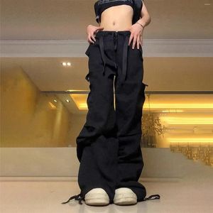 Calças femininas Cargo Mulheres Moda Tendência Personalizado Avant-Garde Cool Casual Solto Menina Cintura Alta Perna Larga Lanterna Y2K Sweatpants