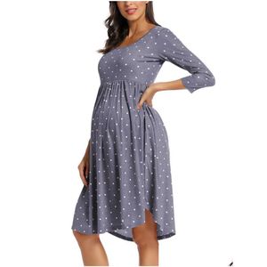 Maternity Dresses Womens Dress Long Sleeve Polka Dot Autumn Baby Shower Es Woman Clothes 210721 Drop Delivery Kids Supplies Clothing Ot25L