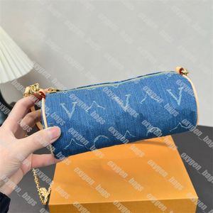 Denim Crossbody Bag Women Handbags Fashion Penholder Bag Mini Shoulder Bag Cowboy Female Purses Blue Cross Body Bag Barrel Shaped Bag