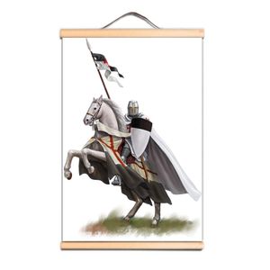 Knights Templar Wall Art Posters Vintage Christian Crusaders Canvas Scroll Painting Wall Decoration for Room Bar Cafe Man Cave AB10
