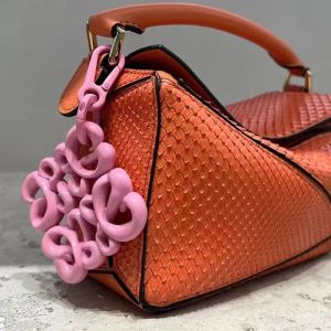 LOEWF design Unique geometric hollowing keychain delicate multi-color bag charm pendant