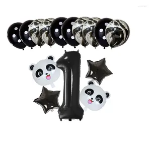 Parti dekorasyon 15pcs karikatür hayvan siyah folyo numarası balon set set panda çocuklar doğum günü bebek duş ballon