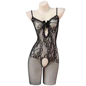 Fat Size 200 Pounds Sexy Lingerie Jumpsuit Tempting Whole Body Black Silk Autumn And Winter 2024 New Model 635181