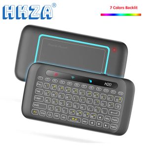 Klawiatury HKZA H20 Mini 2.4Ghz Bezprzewodowa klawiatura podświetlenie Touchpad Air Mouse IR Punkty zdalny dla Andorid Box Smart TV Windows