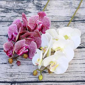 Sahte çiçek yeşillikleri 3d küçük kelebek orkide 6 kafa/paketi sahte çiçek ev perdesi duvar düğün dekorasyonu Noel diy yapay phalaenopsis y240322
