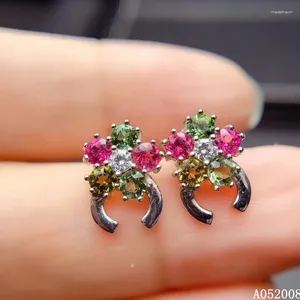 Stud Earrings KJJEAXCMY Fine Jewelry 925 Sterling Silver Inlaid Natural Tourmaline Female Classic Ear Studs Support Test