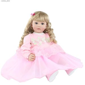 Gefüllte Plüschtiere 60 CM Silikon Reborn Toddr Puppe Dress Up Blonde Lange Haare Babys Spielzeug Für Mädchen Boneca Kind Geburtstagsgeschenk L240322