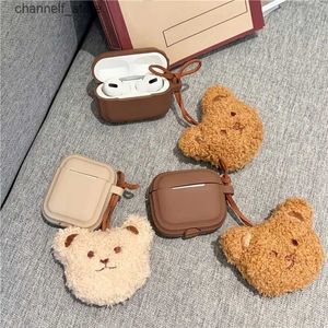 이어폰 액세서리 플러시 곰 펜던트 보호기 Airpods 1 2 3 AirPods 용 무선 이어폰 실리콘 보호기 Pro 2 이어폰 소프트 케이시 240322