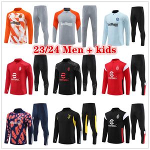 2023 2024 TUTA ACインターサッカートラックスーツの男性とキッズミラノトレーニングスーツ23 24ミラーンサッカートラックスーツジャケットチャンダルフットボールサバテメントフット