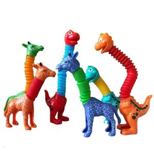 Tubos pop brinquedos sensoriais telescópicos flexíveis girafa brinquedo autismo brinquedos sensoriais para crianças