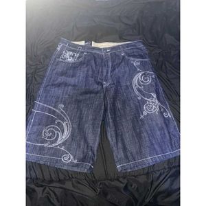 Męskie szorty jnco workowane dżinsy Nowe amerykańskie retro imperial delf hop hop haftowany moda krótkie dżinsy y2k harajuku gotyckie spusty masy j240322