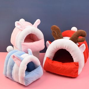 Christmas Pet Nest Plush Warm Hamster House Small Animal Nest Guinea Pig Squirrel Mice Rat Sleepping Bed Cute Warm Nest 240322