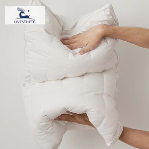 Livesthete Deep Sleep 100％Guose Down Pillow Doubledided Doundided Downproof Queen King Cotton White Neck Pillows 240306