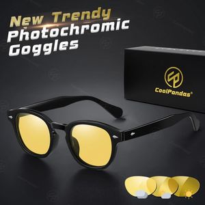 Coolpandas Pochromic and Polarized UnisexサングラスヴィンテージUV400 Shades Chameleon Glasses for Men Camping Outdoor 240314