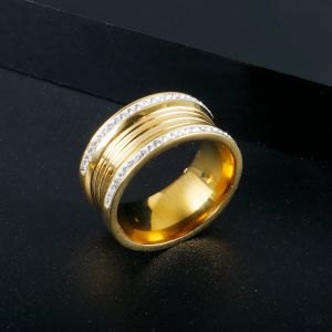 Golds Color Rings Knuckles Rhinestone Crystal 14k Yellow Gold Finger Rings for Women Trendy Wedding Jewelry Gifts 2024