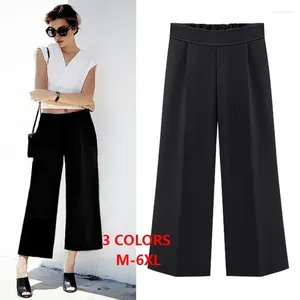 Pantaloni da donna M - 3XL 4XL 5XL 6XL Chiffon Solido Vita alta Gamba larga Lunghezza alla caviglia Office Lady