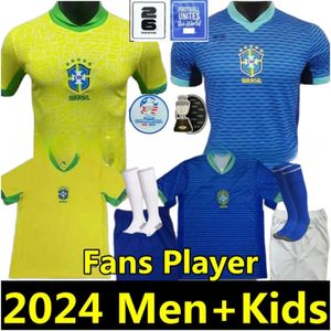 24 25 برازيل كرة القدم القميص Camiseta de Futbol Paqueta Raphinha Football Shirt Maillots Marquinhos Vini Jr Silva Brasil Richarlison Men Kids Neymar