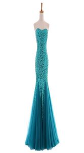 بلينغ الترتر Tulle Mermaid Deval Dresses 2019 Sweetheart Neckline Long Evening Ordics New Prom Dress Elegant9578003