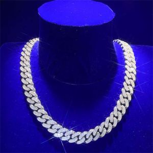 Hurtowa biżuteria hiphopowa 10k białe złoto Plaped Real Moissanite Diamond 13 mm Miami Cuban Link Chains