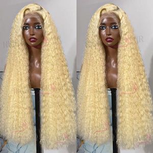 40 -calowe luźne fala głębokiej 613 miodowe blond ludzkie peruki włosy 13x6 HD przezroczyste koronkowe perukę brazylijską 13x4 Kręcone peruki