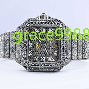 Orologio ghiacciato con borchie Moissanite di alta qualità Orologio con diamanti Moissanite nero per unisex disponibile a prezzo all'ingrosso