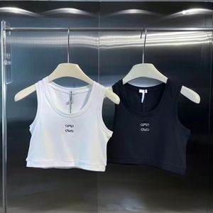 Luxury Designer loewe top Womens Summer Women Tops Tees Crop Top Embroidery Sexy Off Shoulder Black Tank Top Casual Sleeveless Backless Top Shirts Solid Color Vest