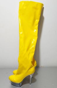 Scarpe da Ballo 15 Cm Stivali Sexy con Suola Trasparente Modello da Passeggio alla Moda Temperamento Nobile e Ginocchio