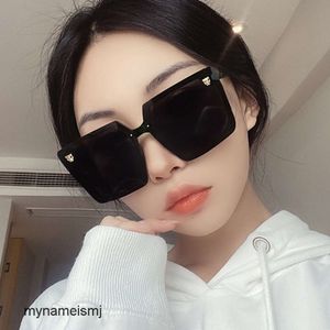 Leopard head decorative Sunglasses 2022 new Korean large frame thin Sunglasses Womens fashion round face fashion concave shape