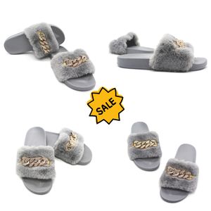 NEW Fashions Comfort In stock autumn and winter chain flash diamond fluffy slippers indoor and outdoor fluffy flat warm flip-flops