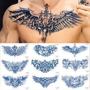 100Pcs Wholesales Juice Lasting Ink Chest Temporary Tattoo Waterproof Wings Egle Gun Cool Man Fashion Sticker Sexy Women Tatoo 240311