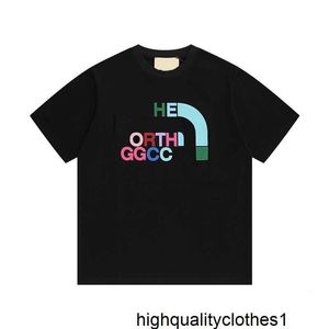 Designer High version G family co-branded series color large letter puro cotone a maniche corte T-shirt bianca di marca alla moda per uomo e donna UUMS