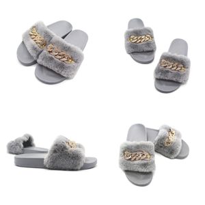 Ny grossist i lager Autumn och Winter Chain Flash Diamond Plush tofflor inomhus och utomhus plysch platt botten varma tofflor gai 2024 Storlek 36-40