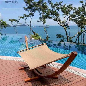 Hammocks Outdoor furniture super large outdoor backyard terrace swimming pool hanger hand woven polyester hanger with extender rod Y240322