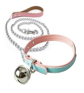 Female Dog Cosplay Slave Bondage Collar with Chain Leash and Bell Sex Restraints Torture Devices Party Toys Kinky Play for Women J3296389