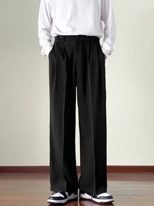 Szerokie nogi do garnitury dla mężczyzn w stylu japońskim starożytnym drape podłogę mop wszechstronne koreańskie luźne proste 240320