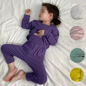 Çocuk iç çamaşırı pijama setleri 2pcs Kore tarzı pamuk yüksek kaliteli çocuk ev uyku giysileri erkek erkek çocuk için 1-8 yaş 240322