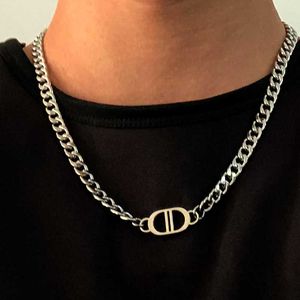 Wind titanium steel square brand personality simple fashion cool disco punk Necklace hip hop Street men and women Cuba chain tide