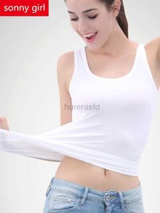 Mulheres T-shirt Verão Estilo Macio Algodão Mulheres Regata Fitness Sexy Sem Mangas Esportes T-shirt Elegante Womens Bottom T-shirt Street Roupas Branco Regata 240323