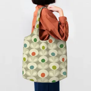 Sacos de compras Orla Kiely Floral Bolsa Tote Mulheres Abstrato Escandinavo Flor Canvas Shopper Capacidade de Ombro Bolsa