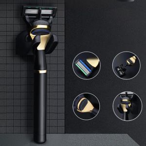 Razor Männer Manuelle Pflege Metall Goldenen Griff 5 schicht Edelstahl Safty Rasieren Rasierklinge Anzug Für F5