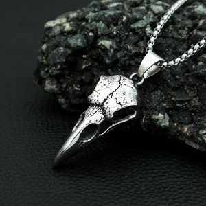 Pendant Necklaces Gothic Crow Skull Necklace For Men Stainless Steel Raven Animal Pendants Punk Locomotive Jewelry Gift Wholesale