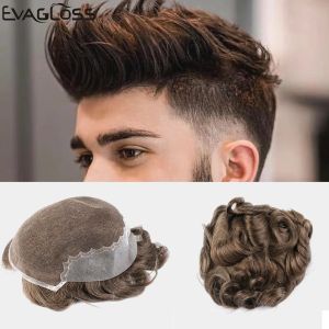 Toupees Toupees evagloss minhões de renda suíça de renda fina de cabelo humano para homens para homens