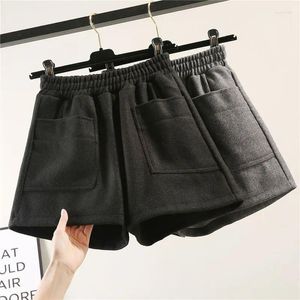 Women's Pants Woolen Shorts For Women In Autumn And Winter High Waisted Loose Fit Oversized Wide Leg Boots External Wear