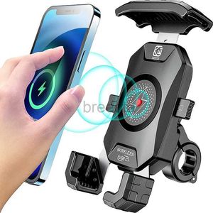 Cell Phone Mounts Holders Waterproof Motorcycle Phone Holder Wireless Charging Mobile Mount CellPhone Stand Mirror USB Charger 360 Degree Support for Moto 240322