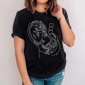 Camisetas femininas gravidez anatomia camisa de algodão engraçado obstetra parteira presente camiseta atrevida bebê anúncio camiseta topo 5xl