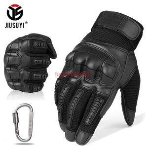 شاشة تعمل باللمس التكتيكية المطاط الصلب قفازات إصبع كاملة الاصبع العسكرية Airsoft Bicycle Combat Pu Leather Glove Men T191108