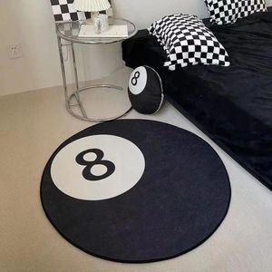 Tapetes Bilhar Tapete Tapete Retro Preto No. 8 Hip Hop para Quarto de Cama Tapete de Pelúcia Decoração de Vida