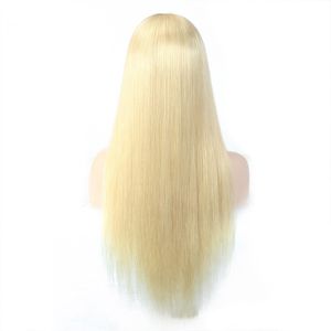 150% Density Full Lace Wigs Blonde Color Silky Straight Body Wave Peruvian Human Hair Adjustable Band 613# Yirubeauty 16-32inch