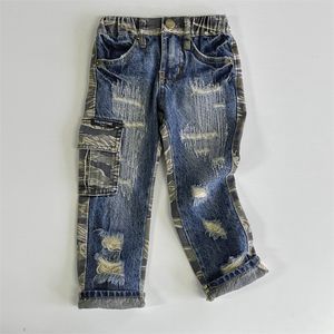 Preordina Ragazzi ragazze AB patchwork jeans mimetici Moda bambini pantaloni cargo tasca bambini pantaloni casual da cowboy Attendi 15 giorni S1257