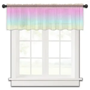 Curtain Pink Blue Purple Yellow Gradient Small Window Tulle Sheer Short Bedroom Living Room Home Decor Voile Drapes